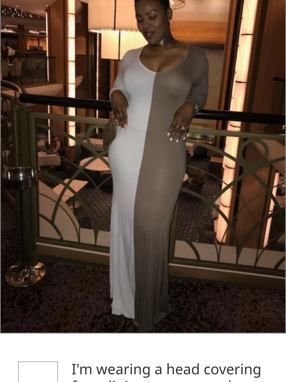 Colorblock Maxi Dress in White and Taupe - Stylish Women's Evening Gown